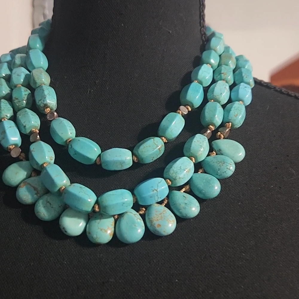 Silpada Turquoise and Gold Beaded Necklace